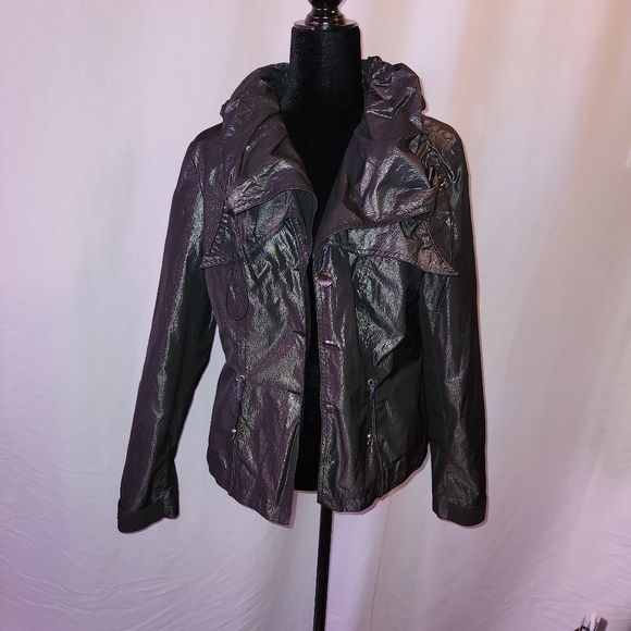 Puffy Ruffle Coat - Metallic Shimmer - Sz. 12 by Tribal - Button Front - Picture 2 of 5